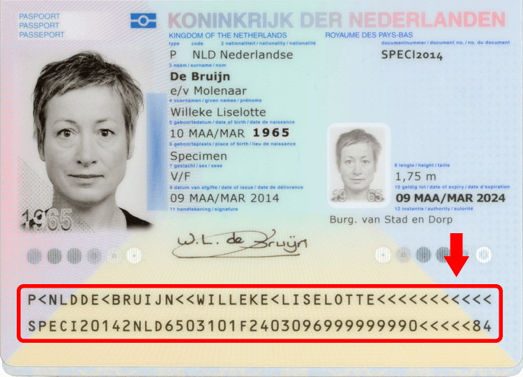 exemple passport MRZ